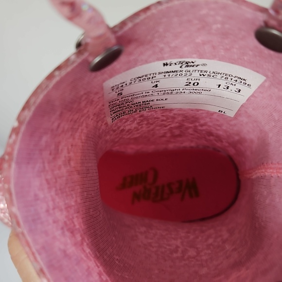 WESTERN CHIEF CONFETTI SHIMMER GLITTER GIRLS RAIN BOOT SIZE 5 IN PINK - Picture 8 of 8